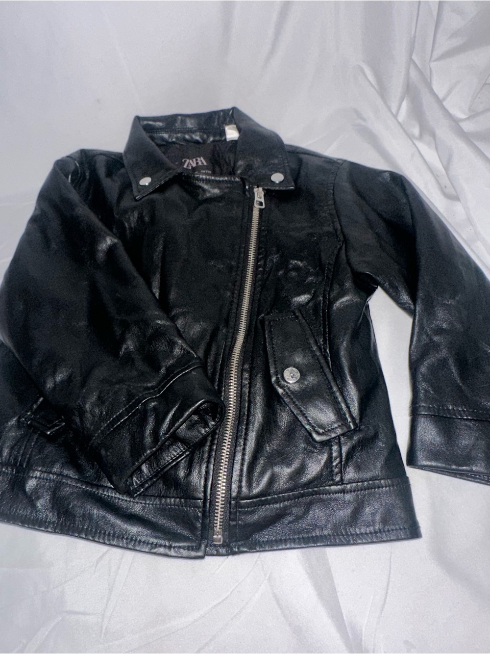 Zara Kids Black Faux Leather Biker Jacket